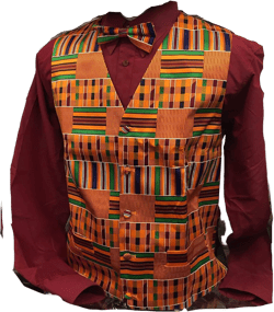 African Kente Print Vest Set Kinte Black History XX-Large Kente
