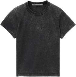 Logo Embossed Acid Wash Shrunken Tee