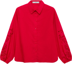 Cotton blouse with openwork detail