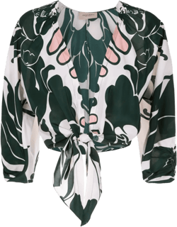 graphic-print V-neck top