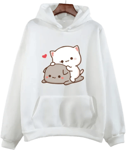 Cute Cat Hoodie – Mochi, Peach & Goma Anime Sweatshirt