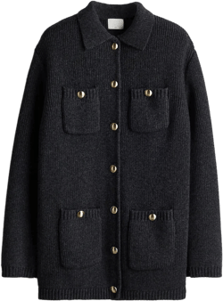 Rib-Knit Wool Cardigan