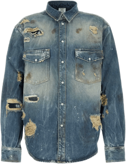distressed denim shirt