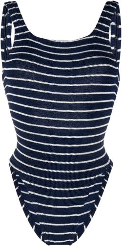 striped square-neck swimsuit