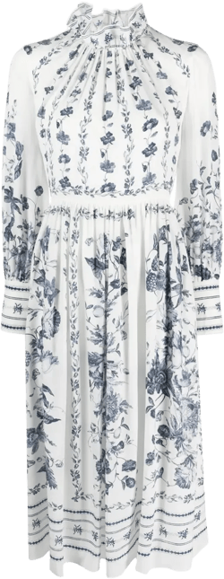 floral-print silk midi dress