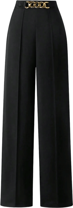Plus Size Women Straight Leg Slimming Black Pants With Stylish Design,Versatile For Everyday And Work Commute