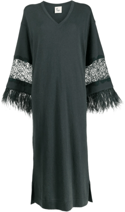floral-lace detail knitted dress