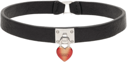 Fire Heart-padlock leather choker necklace