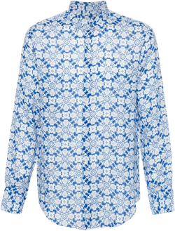 floral-print linen shirt