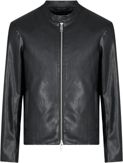 Faux Leather Biker Jacket In Black