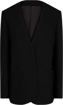 Hammered Crepe Blazer In Black