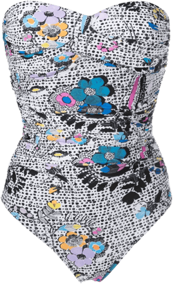 graphic-print strapless swimsuit 