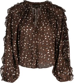ruffled polka-dot silk blouse