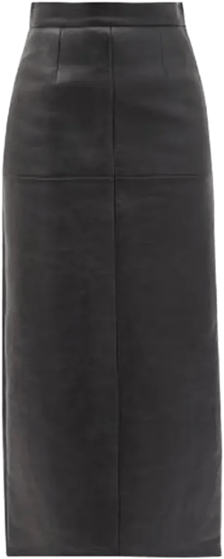 Panelled leather midi skirt