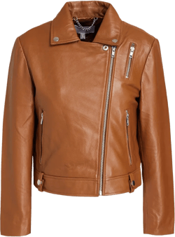 Charlie Leather Biker Jacket In Light Brown