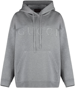Embossed Logo Hoodie For Women In Grey
