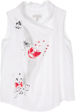 floral-print silk vest