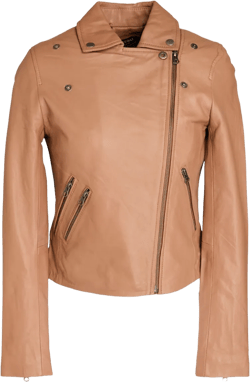 Mila Leather Biker Jacket In Light Brown