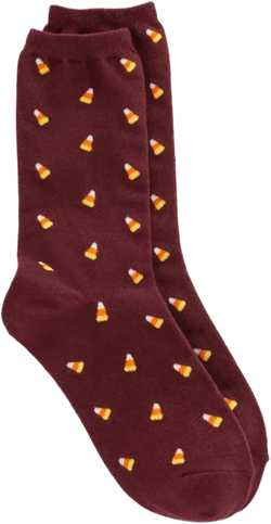 Tossed Candy Corn Trouser Socks - Rich Burgundy - 001