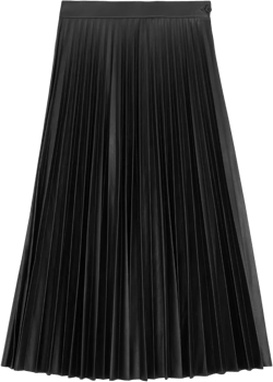 pleated faux-leather midi skirt