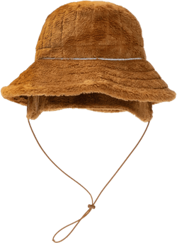 Quilted Faux-fur Bucket Hat In Dark Orange