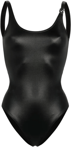monogram-plaque swimsuit