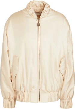 Silk-twill Bomber Jacket In Beige