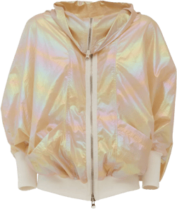 Women's Gold Oversized Zip-up Bomber Jacket Holographic Shiny