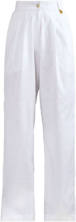 Women's White Linen Pants – Straight-leg, Designer Fit