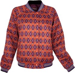 Women's Graphic Pattern Satin Bomber Jacket In Red