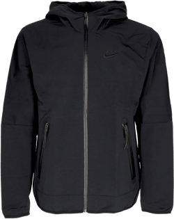 Men's Tech Woven Windbreaker Full-zip Lined Hooded Jacket Black/black