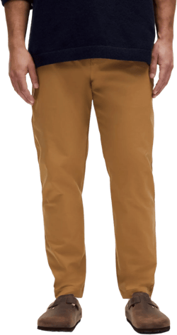 Slim-tapered Smooth Twill Trousers Cropped In Brown