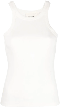 rib-knit racer tank top