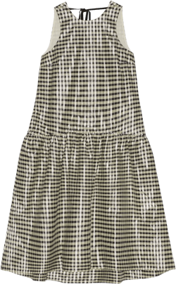 gingham-check jacquard midi dress