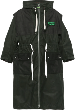 x Ganni waxed parka coat
