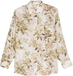 floral-print ramie shirt