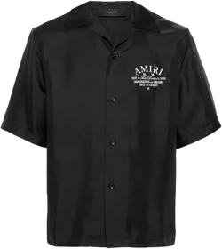 logo-print silk shirt
