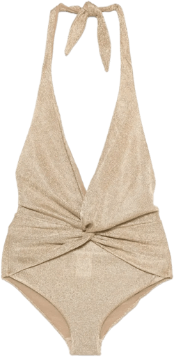 metallic-finish swimsuit 