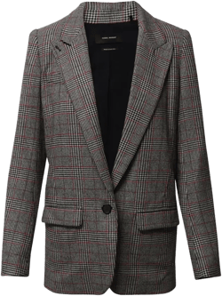 Plaid Oversized Blazer In Grey Polyester