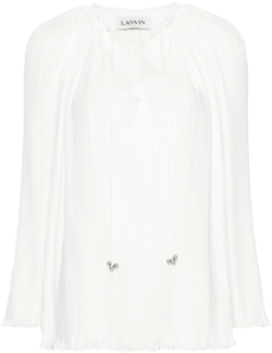 plissé lace-up blouse