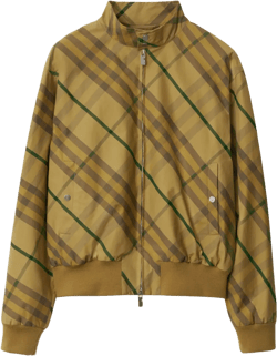 Check Motif Zip-up Bomber Jacket In Beige