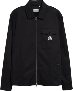 Cotton Gabardine Zip-up Shirt Jacket Black