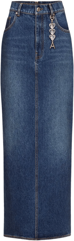 logo-charm denim midi skirt