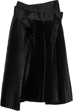 pleated midi satin skirt