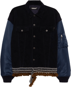 Navy Contrast Hem Bomber Jacket