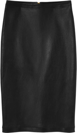 leather pencil midi skirt