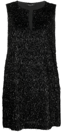metallic-threading fringed minidress
