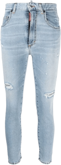 logo-tag distressed skinny jeans