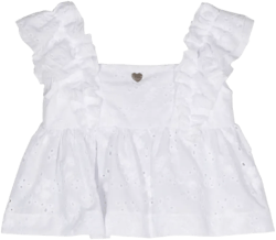 broderie-anglaise flared blouse