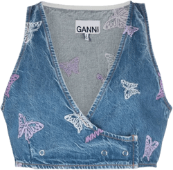 embroidered denim crop top